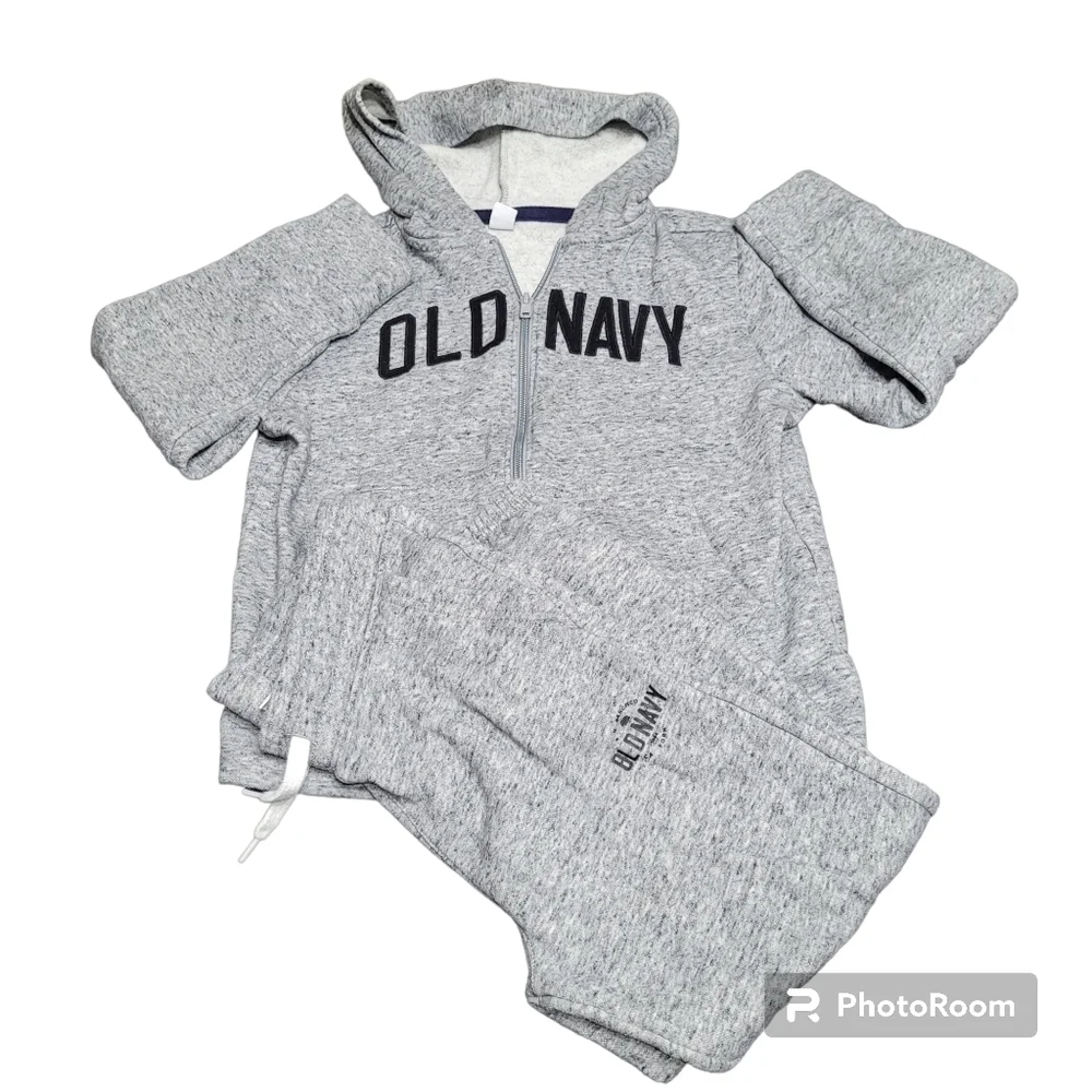 Old Navy Kids 2‎ Piece Grey Full Zip Hooded Jacket And Joggers Set Size S/M